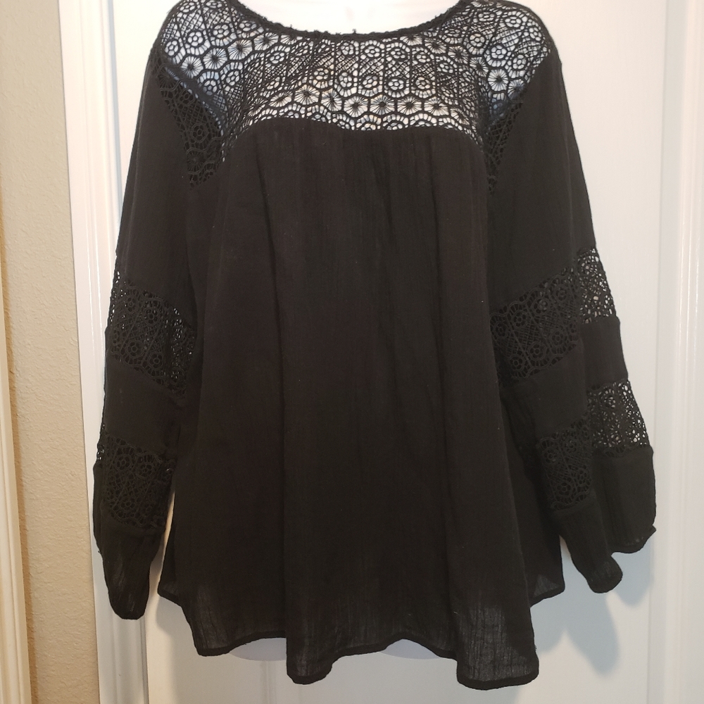 Old Navy Black Blouse (w/lace insets)